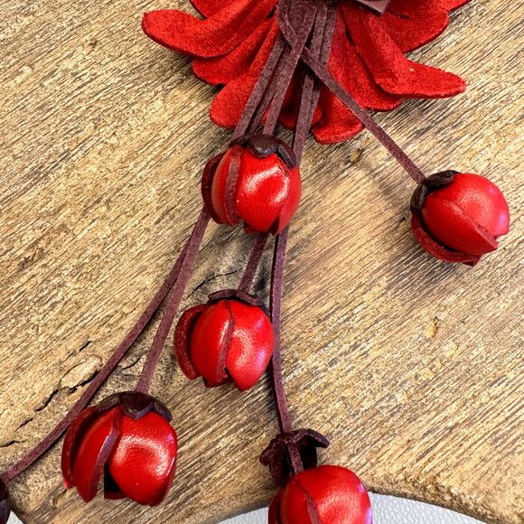 Leather Flower Purse Charm Genuine Leather Fall Daisy Bag Charm NEW FAST SHIP - Picture 6 of 6